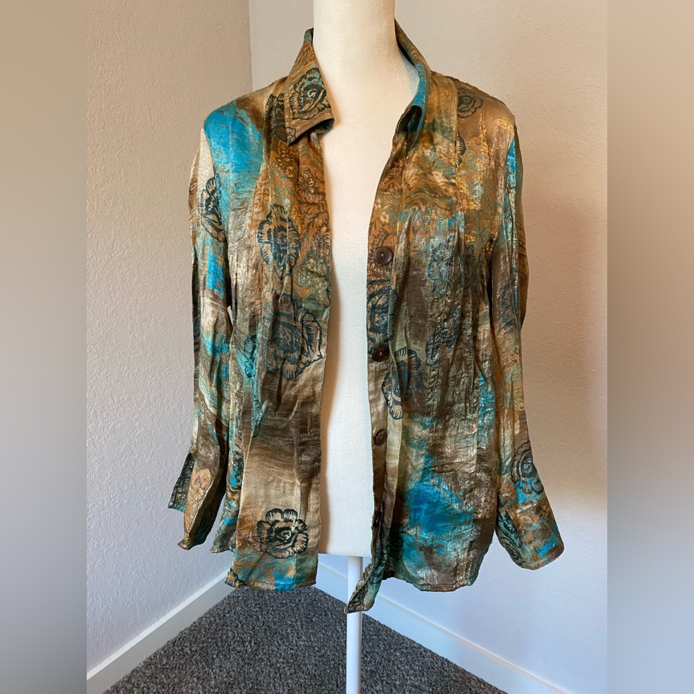 Blue and Gold Blouse - Picture 4 of 6